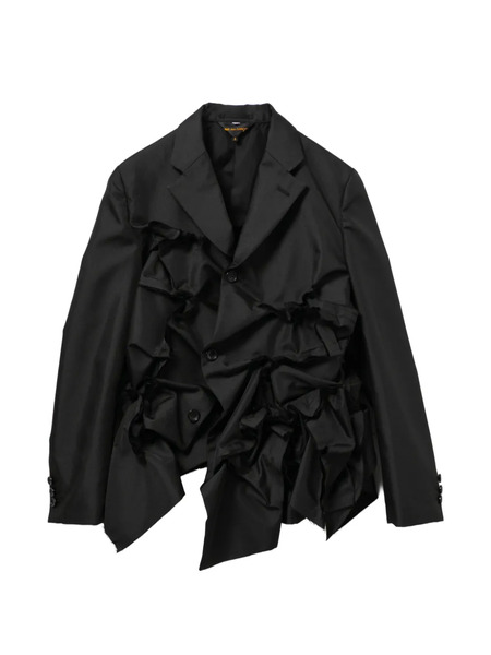  Comme Des Garçons Ruffled Notched-lapels Jacket - Black 