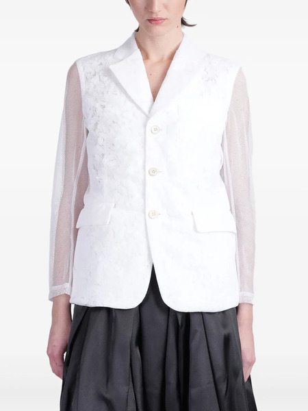  Comme Des Garçons Semi-sheer Panelled Blazer - White 
