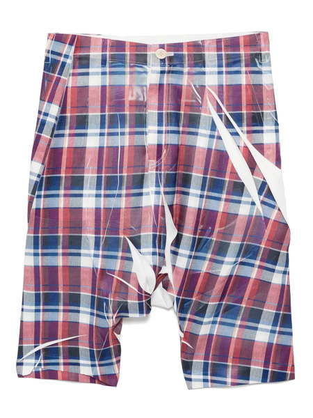  Comme Des Garçons Shirt Checked Twill Shorts - Red 