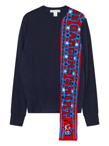  Comme Des Garçons Shirt Graphic-panel Sweater - Blue 