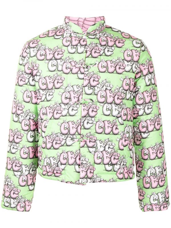  Comme Des Garçons Shirt Logo-print Padded Jacket - Green 
