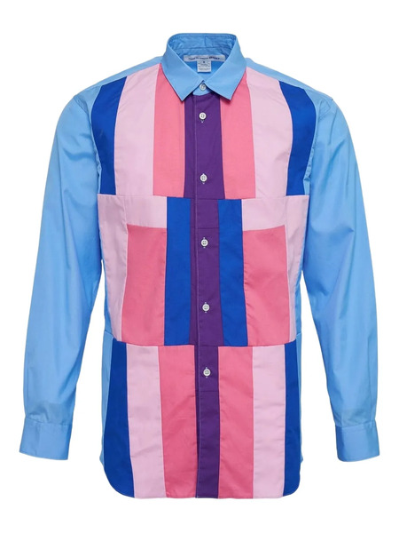  Comme Des Garçons Shirt Long-sleeved Patchwork Shirt - Blue 
