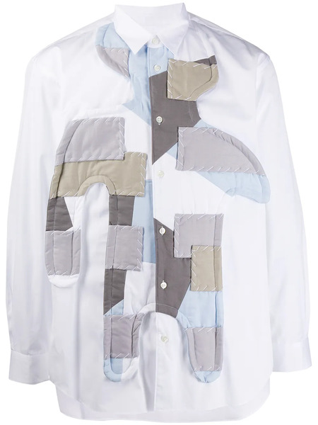  Comme Des Garçons Shirt Long-sleeved Patchwork Shirt - White 