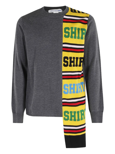  Comme Des Garçons Shirt Stripe-panel Sweater - Grey 