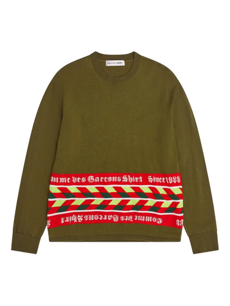  Comme Des Garçons Shirt Striped-panel Sweater - Green 