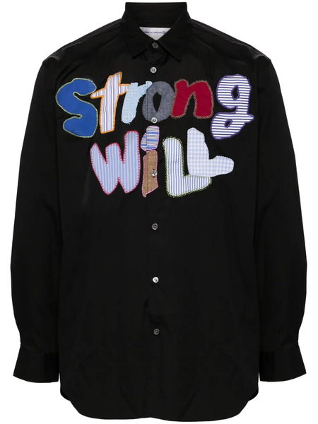  Comme Des Garçons Shirt Strong Will Embroidered Shirt - Black 