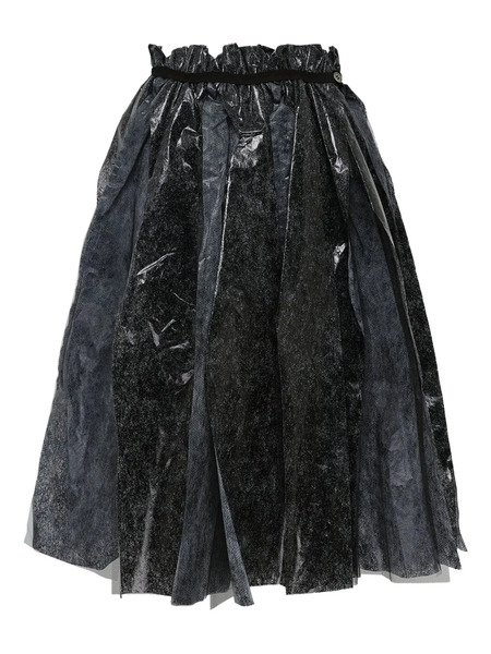  Comme Des Garçons Tao Foil-effect Pleated Skirt - Black 