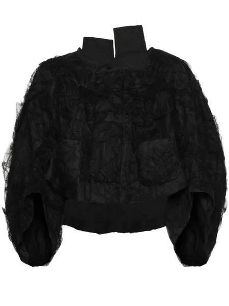  Comme Des Garçons Tulle-inserts Cropped Jacket - Black 