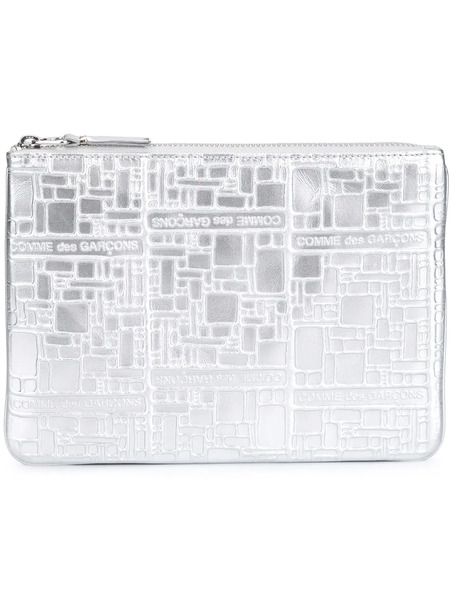  Comme Des Garçons Wallet Embossed Logo Purse - Silver 