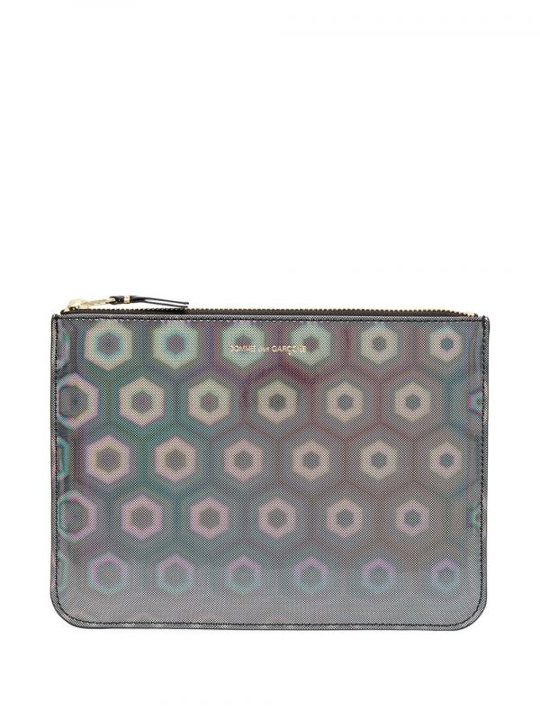  Comme Des Garçons Wallet Holographic Zipped Wallet - Black 