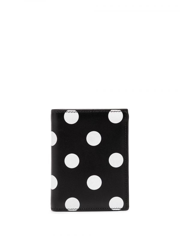  Comme Des Garçons Wallet Polka Dot-print Leather Cardholder - Black 