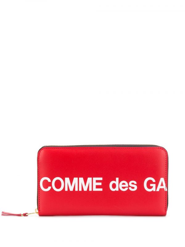  Comme Des Garçons Wallet Rectangular Logo Print Wallet - Red 
