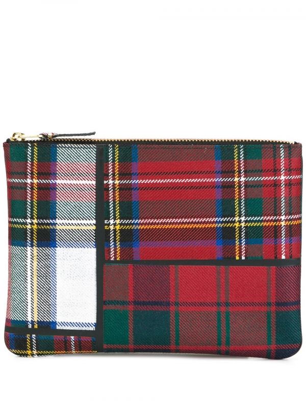  Comme Des Garçons Wallet Tartan-patchwork Clutch - Red 