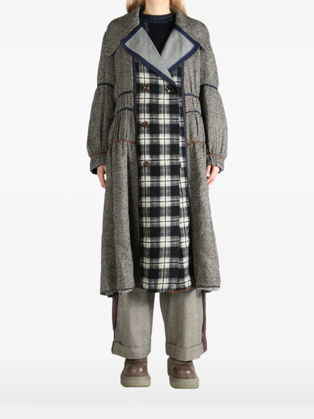  Communs Checked Wool Coat - Grey 