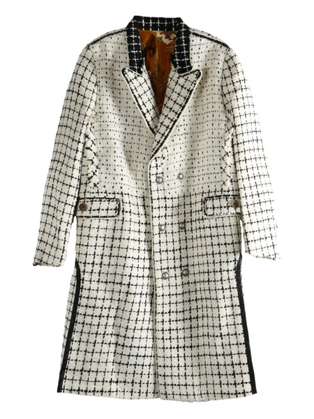  Communs Double-breasted Check Coat - White 