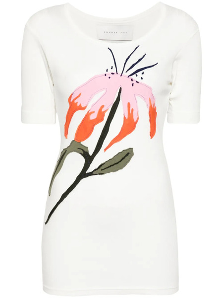  Conner Ives Floral-patch T-shirt - White 