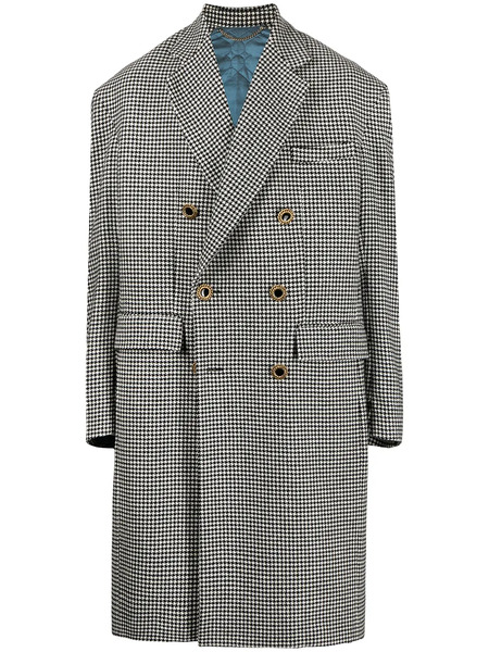 Cool T.m Grandpa Houndstooth-print Wool Coat - Black 