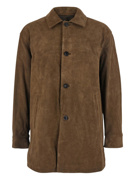  Coor Buttoned Suede Coat - Brown 