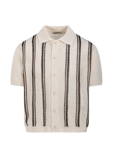  Coor Striped Short-sleeved Cardigan - Neutrals 