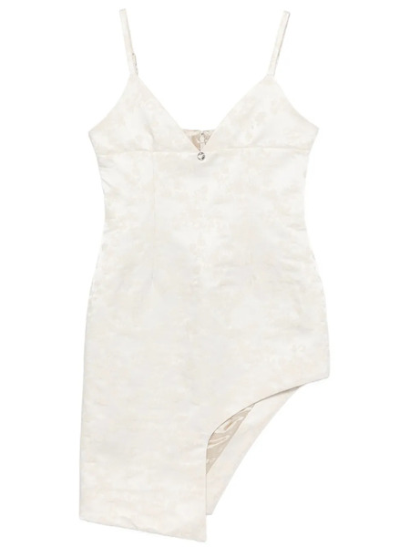  Coperni Asymmetric Floral-jacquard Mini Dress - Neutrals 