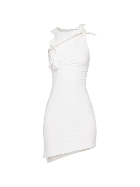 Coperni Asymmetric Flower Mini Dress - White 