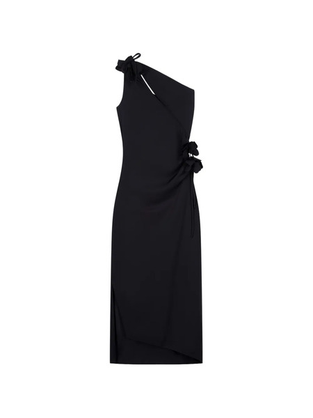  Coperni Asymmetric Mini Flower Dress - Black 