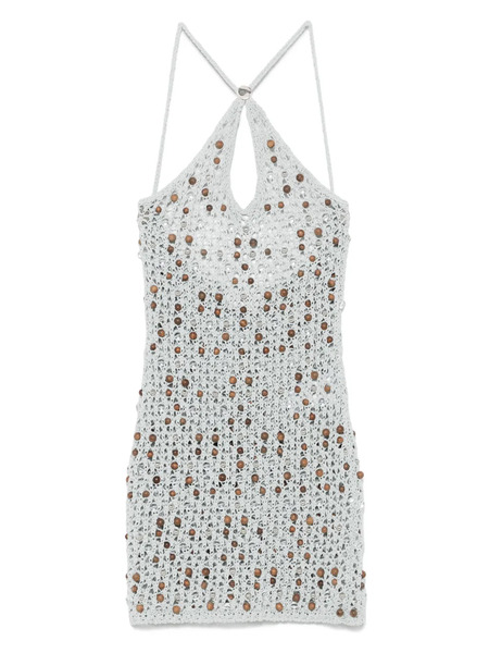  Coperni Beaaded Knitted Mini Dress - Grey 