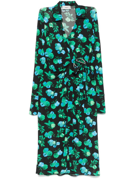  Coperni C-logo Print Wrap Dress - Black 