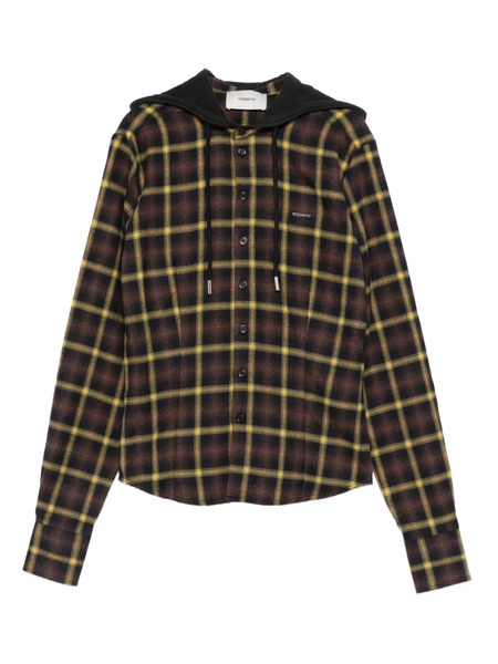  Coperni Check-print Hooded Shirt - Brown 