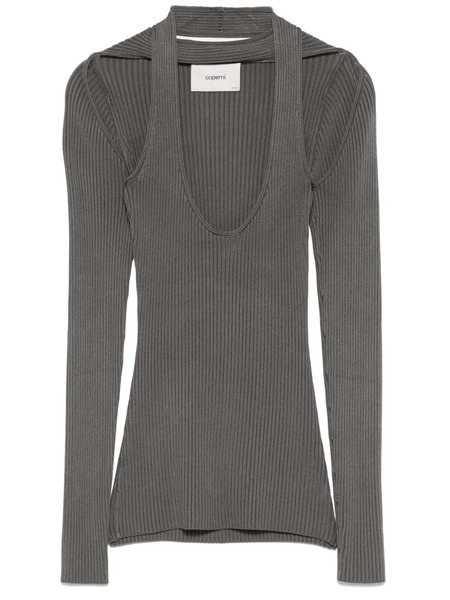  Coperni Cut-out Ribbed Top - Grey 