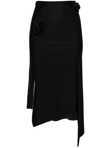  Coperni Floral-appliqué Asymmetric Midi Skirt - Black 