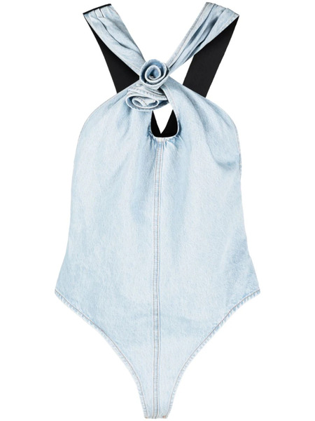  Coperni Floral-appliqué Denim Bodysuit - Blue 