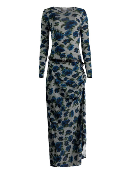  Coperni Floral Belted Midi Dress - Blue 