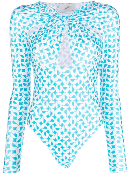  Coperni Geometric-print Long-sleeve Bodysuit - Blue 