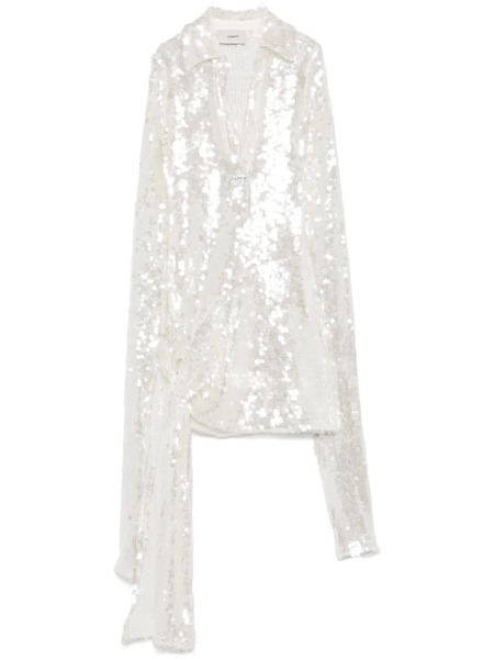  Coperni Knotted Sequinned Mini Dress - White 
