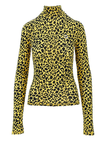  Coperni Leopard-print Turtleneck Top - Yellow 
