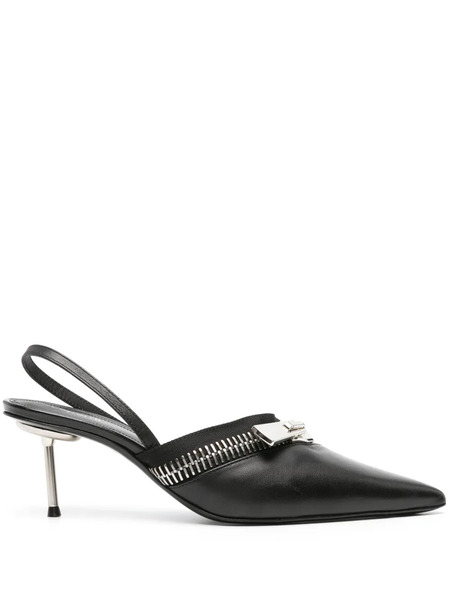  Coperni 60mm Zip Leather Slingback Pumps - Black 