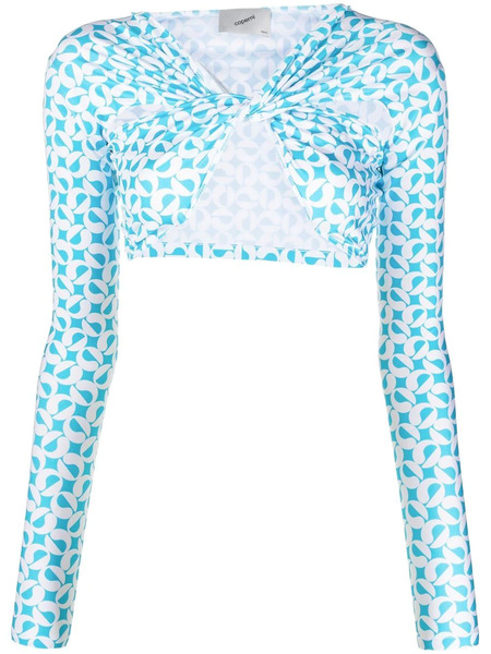  Coperni Patterned Ruched Cropped Top - Blue 