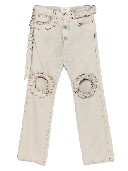  Coperni Ruffle-detail Boyfriend Jeans - Neutrals 