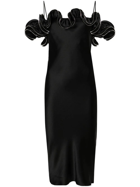  Coperni Zipped-ruffles Satin Dress - Black 