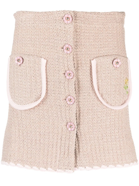  Cormio Chiara Flower-buttons Mini Skirt - Neutrals 