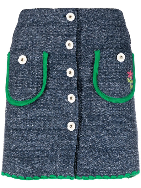  Cormio Chiara Flower-buttons Short Skirt - Blue 