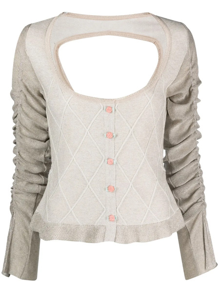  Cormio Elena Draped-sleeve Cardigan - Neutrals 