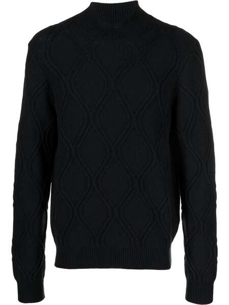  Corneliani Cable-knit Turtleneck Jumper - Blue 