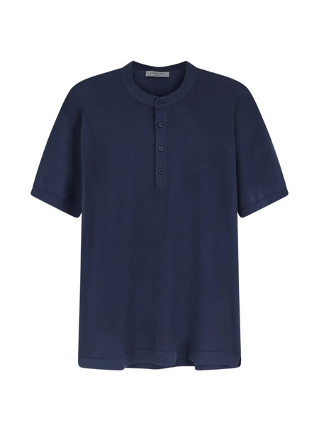  Corneliani Collarless Polo Shirt - Blue 