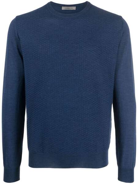  Corneliani Crew-neck Virgin Wool Jumper - Blue 