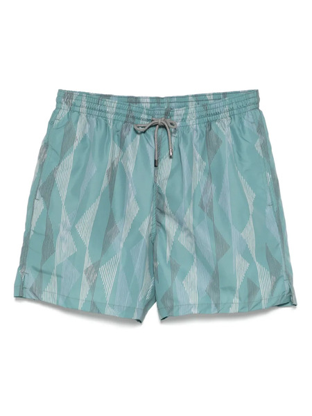  Corneliani Geometric-print Swim Shorts - Green 