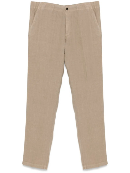  Corneliani Linen Tapered-leg Trousers - Brown 