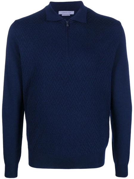  Corneliani Long-sleeve Polo Jumper - Blue 