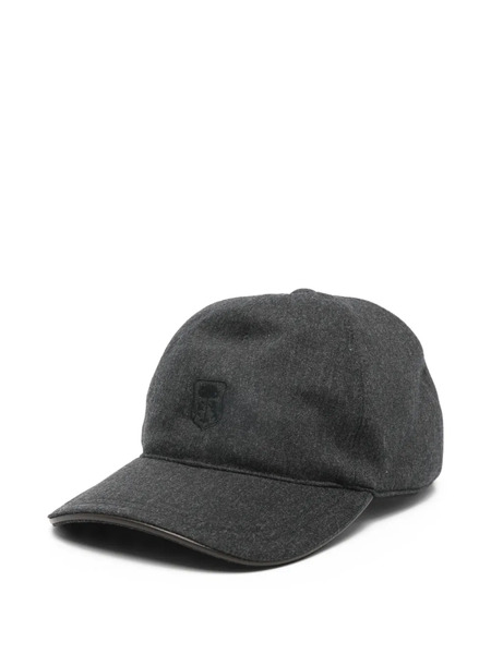  Corneliani Melange Dark Grey Emblem Cap 